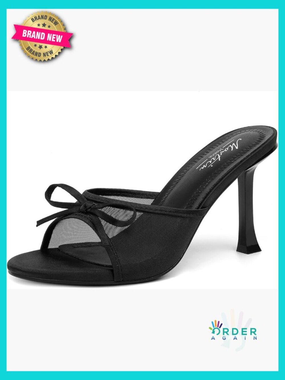 Kitten Heels Round Toe Bow Mesh Mules Slip On Stiletto Backless Sandals Party